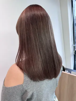 セミロング カラー 顔周りレイヤー/透明 感カラー/こころ🦮のヘアスタイル