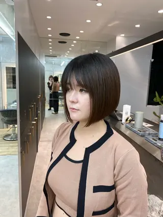 ショート パーマ ボブ縮毛矯正 韓国レイヤーRINAのヘアスタイル