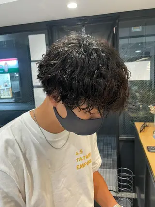 パーマ メンズ 暖色カラー🍊 ボブ🌿顔周りcutのヘアスタイル