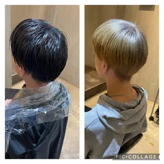 ショート メンズ RAF   TOKYO所属・複雑履歴に対応ブリー チ無しダブルカラーのヘアスタイル