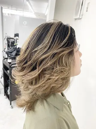 セミロング カラー 髪質改善カットカラー 小岩🌈くぼのヘアスタイル