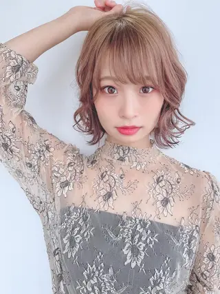 ミディアム カラー パーマ ヘアアレンジ 美髪矯正 Rioのヘアスタイル