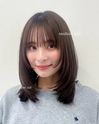 ミディアム 後藤 愛美/ボブ/レイヤーのヘアスタイル