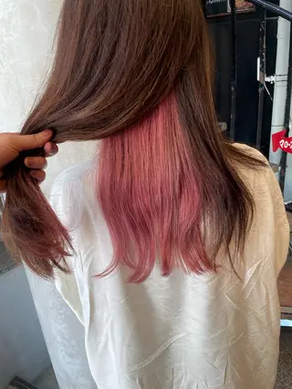 ミディアム ケアブリーチ/ エクステ/レイヤーのヘアスタイル