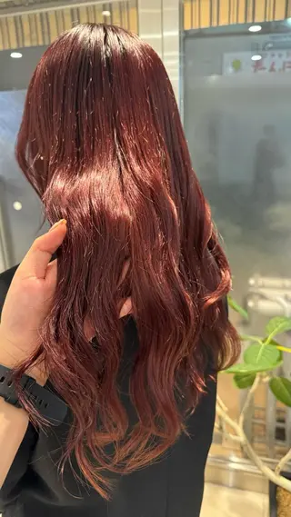 ロング カラー 高円寺/艶カラー/ レイヤーカットのヘアスタイル