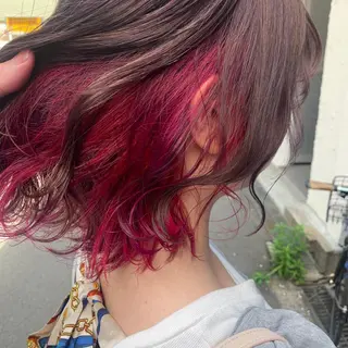 ミディアム カラー パーマ ヘアアレンジ 女性専用サロン梅田 髪質改善カラーakiのヘアスタイル