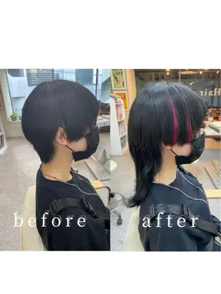 ショート カラー レイヤーウルフ エクステ磯部のヘアスタイル