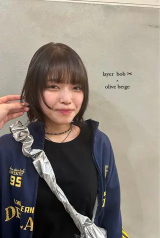 ミディアム カラー 髪質改善 / 透明感 カラー / 冨成のヘアスタイル