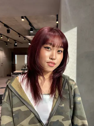 ミディアム ayano🍒パーマ 暖色カラーのヘアスタイル