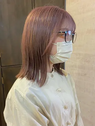 ミディアム ケアブリーチ/透明感 ピンクカラー/ふうとのヘアスタイル