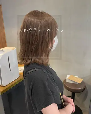 ミディアム カラー 暖色カラー🍊 ボブ🌿顔周りcutのヘアスタイル