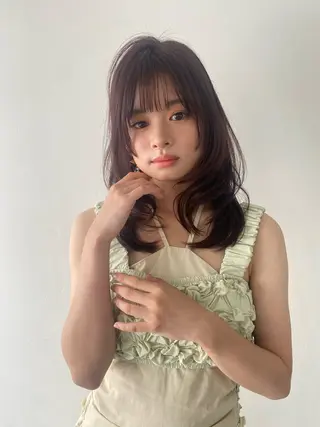 セミロング カラー パーマ ヘアアレンジ 小野寺瑞希 /最小顔カットのヘアスタイル