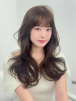ロング カラー 韓国ヘア/レイヤー/ 顔まわり足立遥奈のヘアスタイル