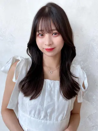 セミロング カラー 顔周り/くびれヘア 韓国ヘア💕風間るなのヘアスタイル