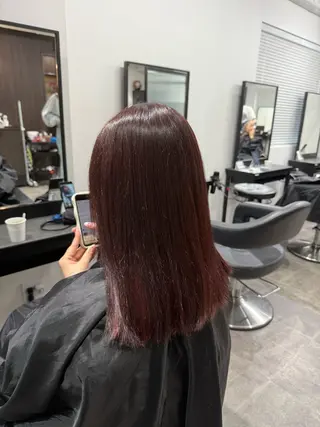 セミロング カラー ヘアアレンジ 💗暖色特化ピンク/ 赤髪💗HARUNAのヘアスタイル