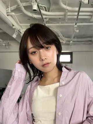 ミディアム 結べるくびれボブ/透 明感カラーtaigaのヘアスタイル