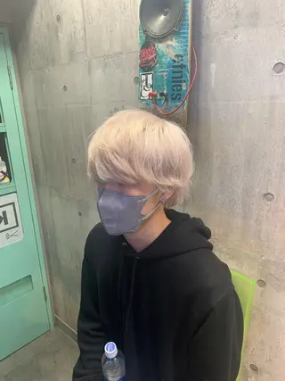 ショート カラー メンズ ハイトーン/メンズ/ ウルフ特化   小松のヘアスタイル