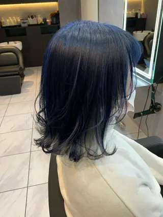 ミディアム カラー 透明感/ブリーチ縮毛 /髪質改善/星野純一のヘアスタイル