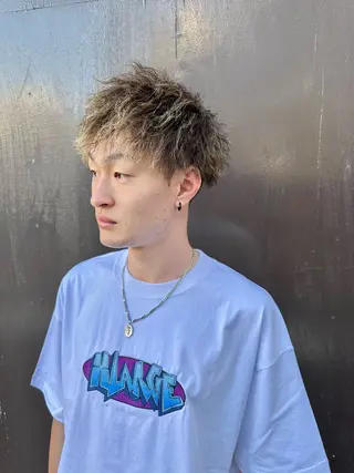 ショート カラー パーマ メンズ 平内 賢人のヘアスタイル