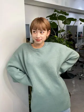 ショート カラー パーマ* 顔まわり似合わせのヘアスタイル