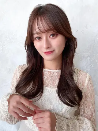 セミロング カラー 顔周り/くびれヘア 韓国ヘア💕風間るなのヘアスタイル
