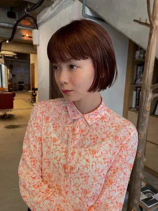 ショート カラー パーマ/レイヤー 岩山丈一郎のヘアスタイル