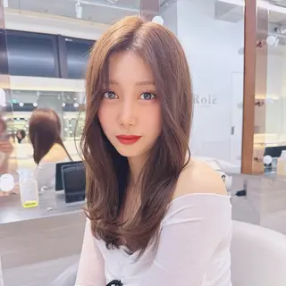 セミロング カラー ✨韓国レイヤー/ハッ シュ/✨山下　遥のヘアスタイル