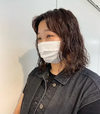 ミディアム パーマ 🪽似合わせカラー RENA.🪽🩶のヘアスタイル