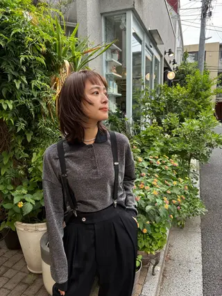 ミディアム カラー 似合わせカット レイヤーボブウルフのヘアスタイル