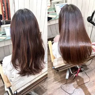 ロング カラー パーマ ヘアアレンジ MiU所属・韓国×髪質改善×美髪 縮毛矯正×レイヤーのヘアスタイル