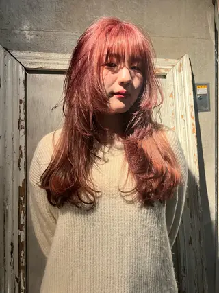 セミロング カラー ハイトーン/顔まわり レイヤー/YUKAのヘアスタイル