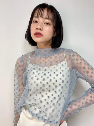 ミディアム 韓国🩵海外ヘア 宮川華奈のヘアスタイル