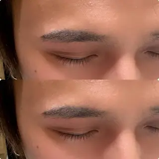 メンズ アイブロウ 透明感カラー/顔周り カット/レイヤーにかのヘアスタイル