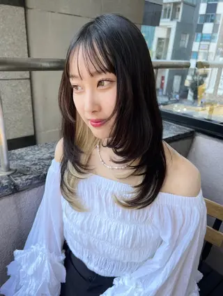 ロング カラー 韓国ヘア♡ 顔まわりカットayaのヘアスタイル