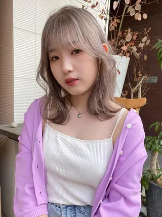 ミディアム カラー Piaコータロー ハイトーン&‪ボブのヘアスタイル