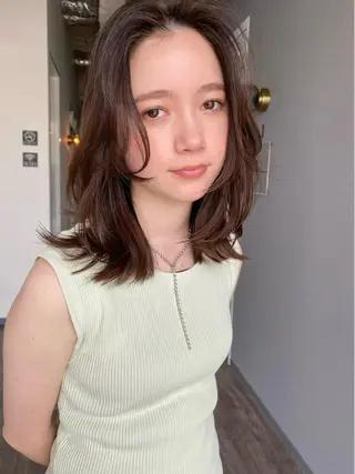 ミディアム パーマ 似合わせカラーパーマ 🌿kitin米川のヘアスタイル