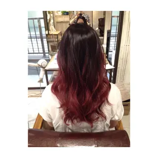 ミディアム セミロング ロング カラー パーマ アオガミ （前髪顔周りカット）のヘアスタイル