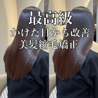 セミロング ブリーチなしダブル カラー縮毛矯正　下野のヘアスタイル