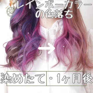 セミロング カラー パーマ ヘアアレンジ 推し活専用 【派手髪】飯野ゆかりのヘアスタイル