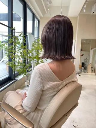 ミディアム カラー cie所属・ボブ/ミニボブ 透明感カラーkadoのヘアスタイル