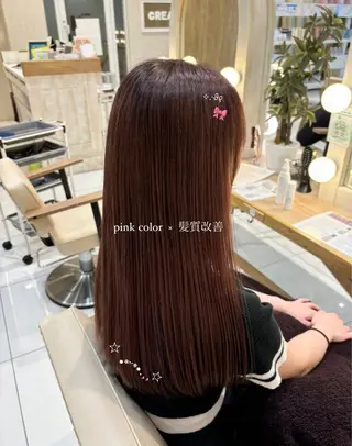 ロング カラー 暖色カラー/ブリーチ なしカラー/艶カラーのヘアスタイル