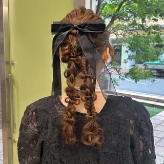 ロング ヘアアレンジ ブリーチなしベージュ /ヘアセット/ミユのヘアスタイル