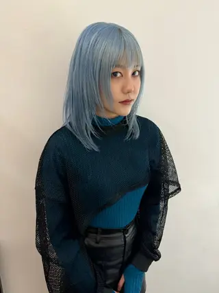 ミディアム カラー ⭐ハイトーンブリーチ ミルクティーピンクのヘアスタイル