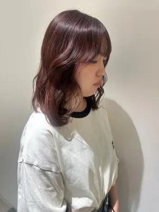ミディアム カラー coto所属・艶カラー/ブリーチ 高野菜瑠のヘアスタイル