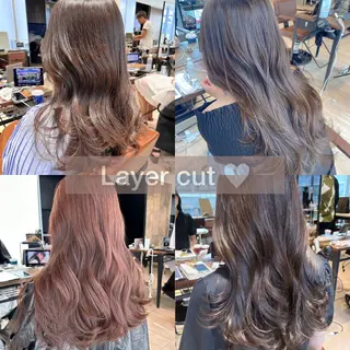 セミロング カラー 🍼顔周りカット/ レイヤー/小川華奈のヘアスタイル