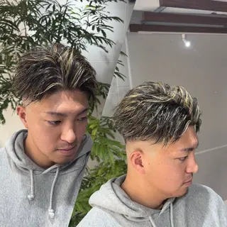 ショート カラー メンズ R/🤎 パーマ&ブリーチ🔥のヘアスタイル