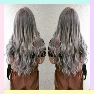 ロング カラー れん/ハイトーン /エクステ/韓国風のヘアスタイル