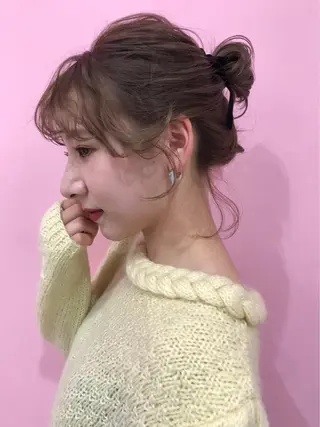 ミディアム カラー 岩田 萌那のヘアスタイル