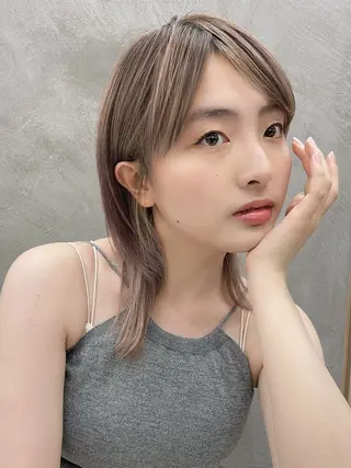 ミディアム カラー 大宮韓国風レイヤー カット吉田こうすけのヘアスタイル