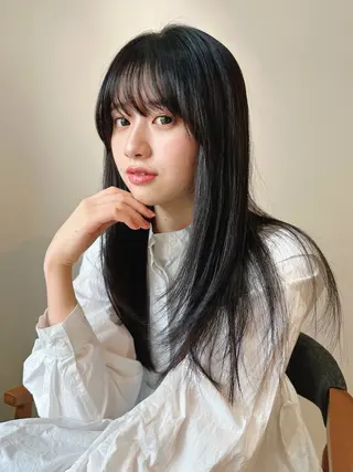 ロング カラー パーマ 🫧小顔×似合わせ× 透明感カラー🫧のヘアスタイル